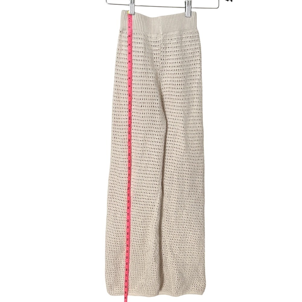 Sincerely Jules Cream Knit Wide Leg Pants Size XS 100% Cotton 27" Boho Festival - Picture 5 of 9